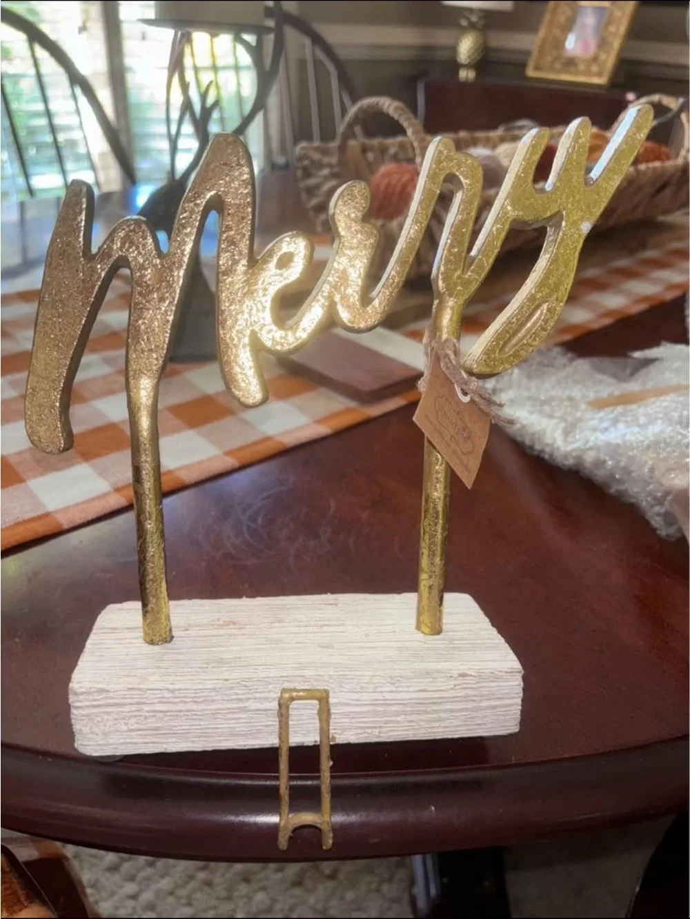 Mud Pie Gold 'Merry' Script Stocking with Cream Base
